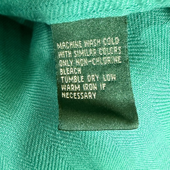 Lauren Ralph Lauren Green 100% Linen Herringbone Button Down Shirt Large - Picture 7 of 9